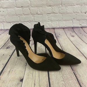 New York & Co Black Suede Stiletto High Heel Pumps